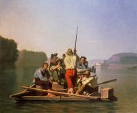 George Caleb Bingham - Lighter Relieving the Steamboat Aground
